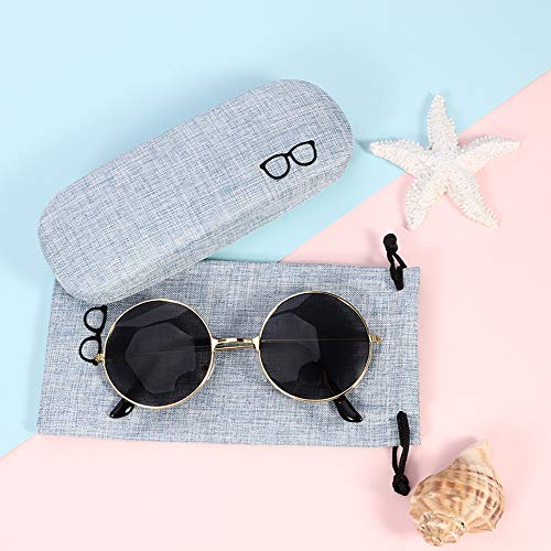 Tanersoned 4 Fundas de Gafas Rigidas, Portátil Estuche de Anteojos de Tela, Caja de Gafas Proteccion con 4 Paños de Limpieza y Bolso para Mujer y Hombre