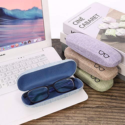 Tanersoned 4 Fundas de Gafas Rigidas, Portátil Estuche de Anteojos de Tela, Caja de Gafas Proteccion con 4 Paños de Limpieza y Bolso para Mujer y Hombre