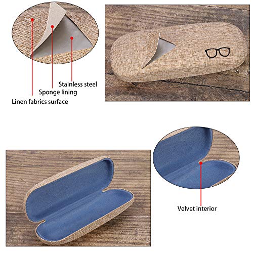 Tanersoned 4 Fundas de Gafas Rigidas, Portátil Estuche de Anteojos de Tela, Caja de Gafas Proteccion con 4 Paños de Limpieza y Bolso para Mujer y Hombre