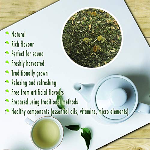 Té Herbal Sedum Mezcla - Comino, orégano, albahaca, hojas de menta fresca, flores de camomila, aquilea - Té de hierbas sabroso y natural - Té refrescante y relajante - Recogido a mano en la UE - 50g