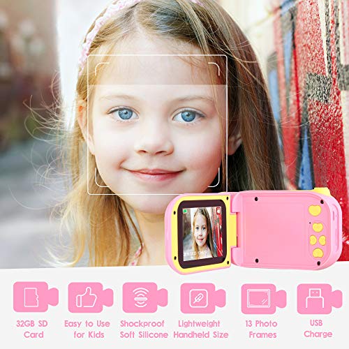 TekHome Mejores Juguetes Niña 4 5 6 7 Años, 2020 Regalos Navidad Cumpleaños Originales Niñas 3-10 Años | 12MP Cámara de Fotos para Niñas con 5 Juegos | 1080P Cámara Digital con 32GB Tarjeta SD | Rosa.