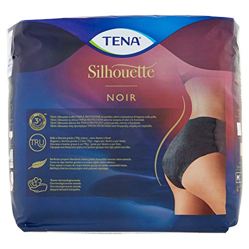 Tena - Tena Silhouette Noir - Bragas absorbentes desechables - Cintura baja - Talla M - Peso 430 gr