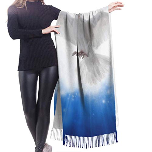 Tengyuntong 27"x77" Shawl And Wraps For Women Holy Spirit Bird Flying In Sky Bright Light Shines From Heaven Pattern Large Wrap Shawl Cashmere Winter Scarf Stylish Large Warm Blanket