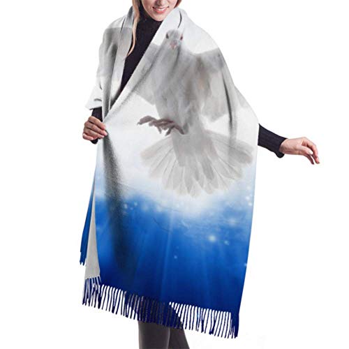 Tengyuntong 27"x77" Shawl And Wraps For Women Holy Spirit Bird Flying In Sky Bright Light Shines From Heaven Pattern Large Wrap Shawl Cashmere Winter Scarf Stylish Large Warm Blanket