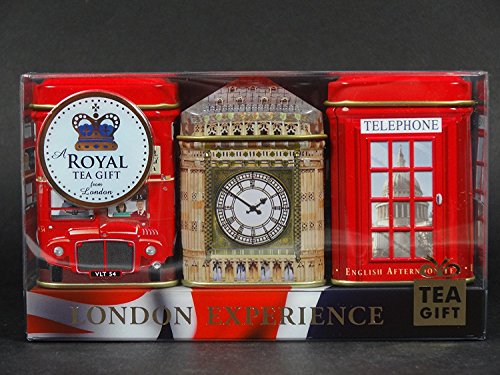 Tés ingleses - Mini Caddy Gift Set - "London Experience", Paquete de regalo de té de 3 x 25 g