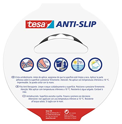 tesa 55589-00001-00 Cinta Antideslizante 15m x 25mm, Negro/Standard, 15 m x 25 mm