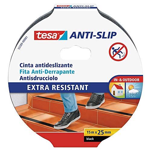 tesa 55589-00001-00 Cinta Antideslizante 15m x 25mm, Negro/Standard, 15 m x 25 mm