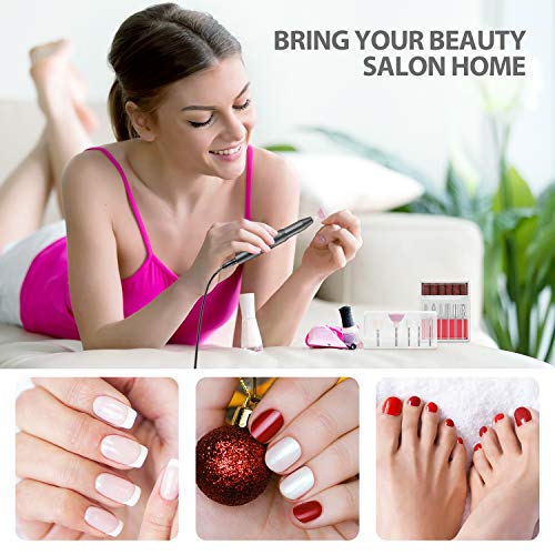 Tesoky Torno para Uñas, Lima de Uñas Profesionales con Set de 11 Tipos de Brocas de Pulido Pedicura, Lima Electrica Uñas de Vlocidad Ajustable para Manicura Pedicura, Set de Manicura para Salón DIY