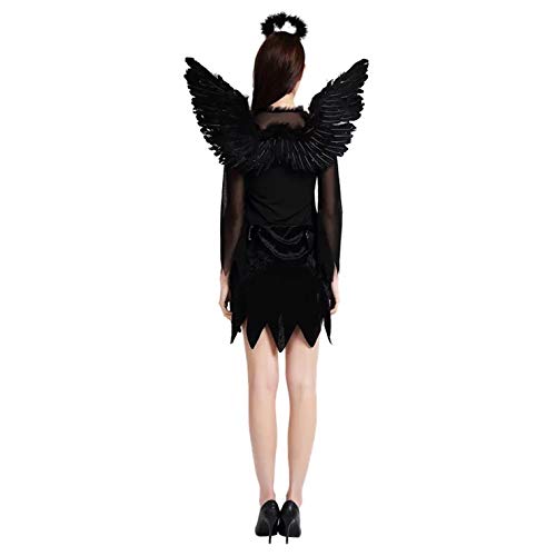 thematys® Disfraz de ángel Negro para Mujer Cosplay, Carnaval y Halloween - Talla única 160-180cm