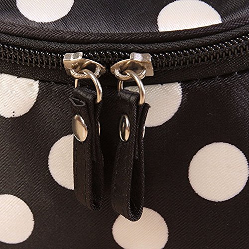 TININNA Moda CosméTicos Bolsa,Polka Dot cosméticos Bolsas Makeup Bag de Mano Mujeres Maquillaje cosmético Bolso Organizador de Bolsa de Aseo.-Negro Punto Blanco