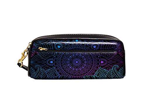 TIZORAX Gradient Laced Mandala Floral Lápiz Case PU Cuero Estudiantes Estacionarios Bolsa Bolsa de Maquillaje Bolsa de Cosméticos