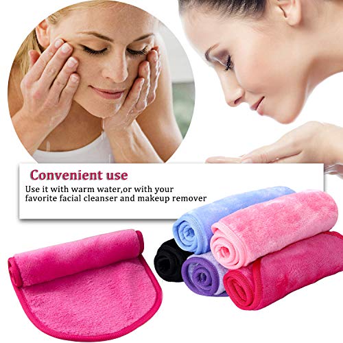 Toallitas Desmaquillantes Microfibra 5 Piezas Facial Toalla Desmaquillante Lavable y Reutilizable Makeup Remover Cloths Para limpieza de facial suciedad aceites y cosméticos 40cm x 16cm