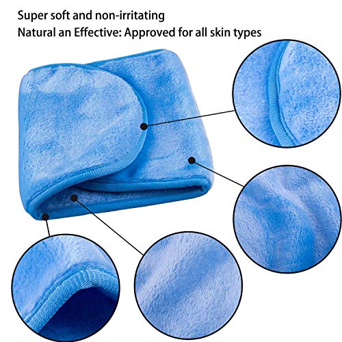 Toallitas Desmaquillantes Microfibra 5 Piezas Facial Toalla Desmaquillante Lavable y Reutilizable Makeup Remover Cloths Para limpieza de facial suciedad aceites y cosméticos 40cm x 16cm