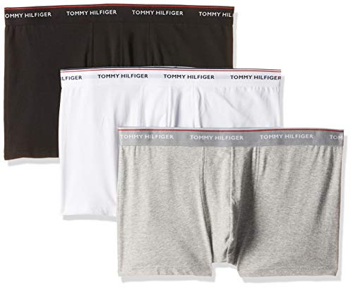 Tommy Hilfiger 3p Trunk Bóxer, Negro (Black/Grey Heather/White 004), Medium (Pack de 3) para Hombre