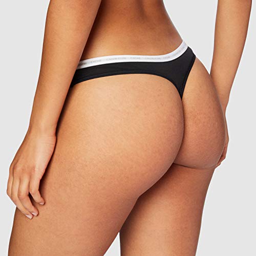 Tommy Hilfiger Thong 2PK Tanga, Negro (Black/Black 001), tamaño Fabricante : X-Small para Mujer