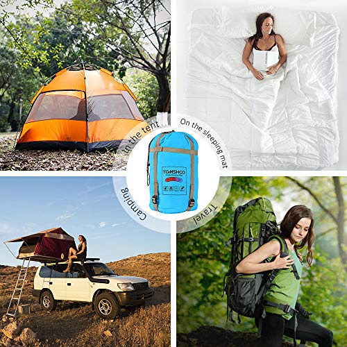 TOMSHOO Saco de Dormir Tipo Momia 87" x32 Ultraligero Impermeable Portátil con Saco de Compresion Ideal para Acampar, Excursionismo, Viajes, Mochilero y Actividades al Aire Libre