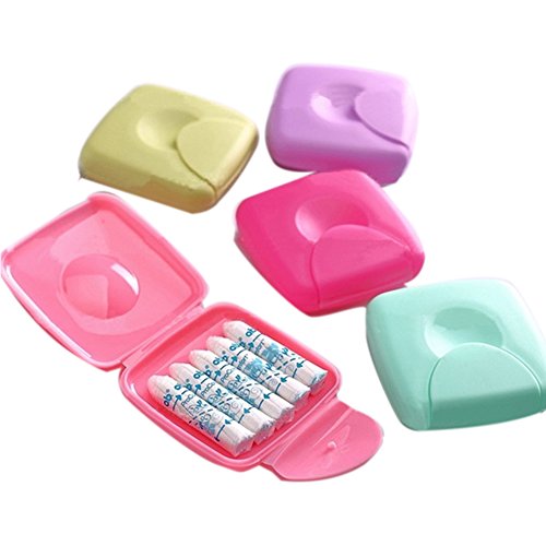 Tookie - Tampones de almacenamiento para mujer, 1 paquete de viajes, al aire libre, portátil, para mujeres, Tampones, caja de almacenamiento, color ramdón