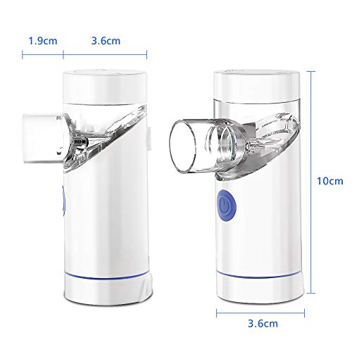 TOPERSUN Nebulizador Eléctrico Inhalador Portatil Ruido Bajo USB Recargable con Boquilla y 2 Máscaras para Adultos y Niños