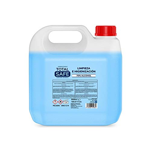 Total Safe – Solucion Hidroalcohólica Garrafa 5L con 70% de Alcohol sin aclarado | Higienizante de Manos 5000ml