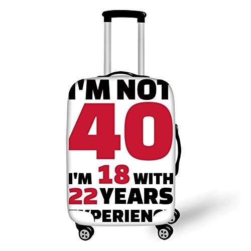 Travel Luggage Cover Suitcase Protector,40th Birthday Decorations,Feeling Eighteen Years of Experience Forever Young Phrase,Pink Black White，for Travel,S