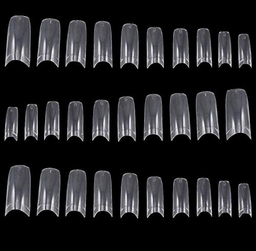 TRIXES 500 Puntas de Uñas de Manicura Francesa Acrílicas y Postizas para Esmalte o Extensión de gel Clara - Uñas Postizas