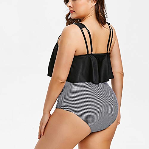 TUDUZ Mujer Tankini De Dos Piezas Bikini Talla Extra Floral Impreso Conjunto De Trajes De Baño (Negro.b, XXXXL)