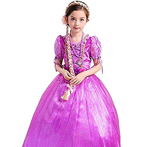 Tumao 2 piezas La Peluca Trenza Princesa Diadema de Rapunzel Vestir Accesorios Niñas de Rapunzel Peluca Trenzas de los Niños Regalo para la Fiesta de Cumpleaños Cosplay (oro y blanco)