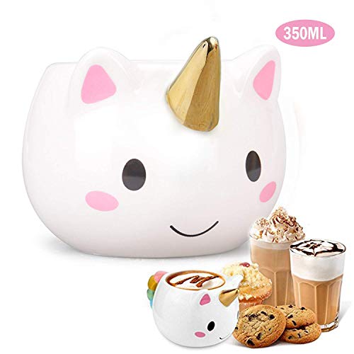 Tumao Copa Unicornio, Dibujos Animados Unicornio Cerámico Vaso, 350ml Alta Capacidad Vaso, Único Arco Iris Unicornio Cola Encargarse de, Perfecto Regalo para Tu Niño, Novia, Familia Miembro