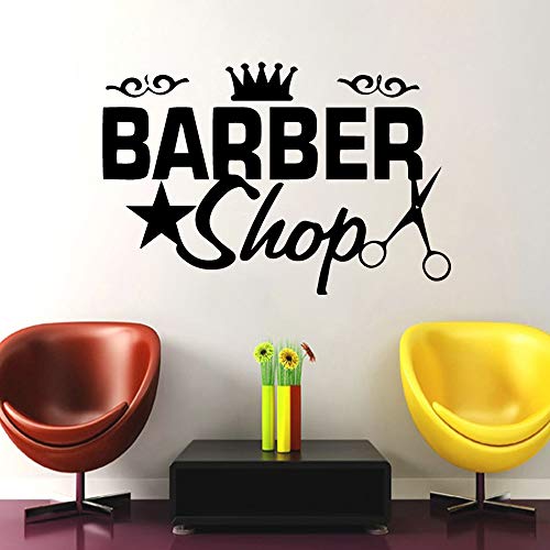 TYLPK Peluquería moderna Barber Shop Pegatinas de pared Pvc Art Poster Home Decorativo Impermeable Decoración de pared Mural Gris XL 58cm X 86cm