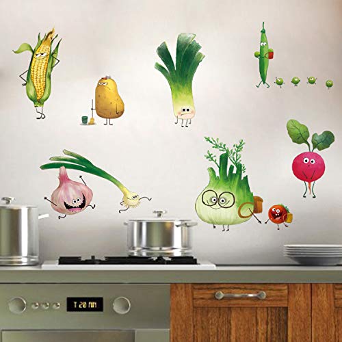 ufengke Pegatinas de Pared Cocina Verduras Vinilos Adhesivos Pared Zanahoria Cebolla Emoji para Comedor Neveras Gabinete