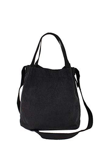 Ulisty Mujer Pana Moda Bolsa de Cubo Casual Bolsa de Hombro Bolso Bolso Crossbody Negro