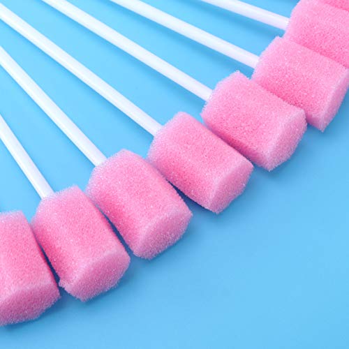 ULTNICE 100pcs Desechable Oral Cuidado Esponjas Diente Limpieza Boca Hisopos Toothette Oral Hisopos (Rosa)