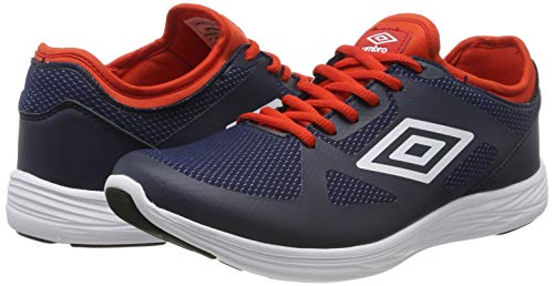 Umbro Velo Run, Zapatillas de Running para Hombre, Azul (Dark Navy/White/Shocking Orange FSU), 44 EU