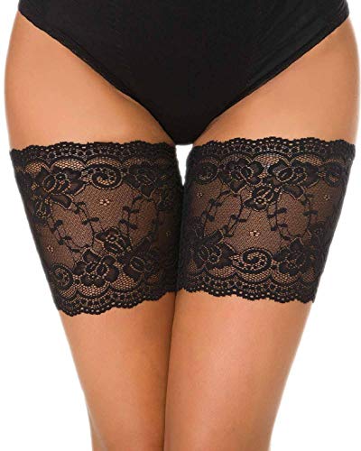 UMIPUBO muslo elástico muslo anti-chafing bandas – evitar roce (D:63-68cm, Negro)