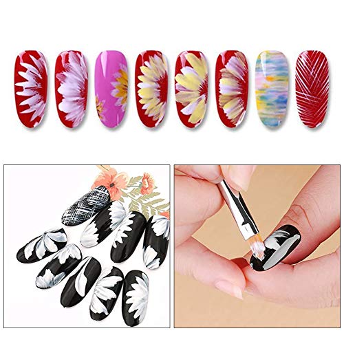 upain 8 Piezas Pinceles para Uñas de Gel Pinceles Uñas Acrilicas Set de Cepillo de Esmalte Uñas Pincel de Arte de Uñas Pluma de Dibujo de Pétalos de Flores para Aplicar Gel UV Decorar Uñas