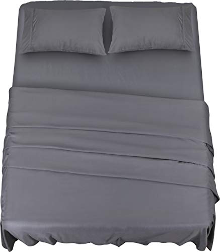 Utopia Bedding Juego Sábanas de Cama - Microfibra Cepillada - Sábanas y 2 Fundas de Almohada - (Cama 150, Gris)