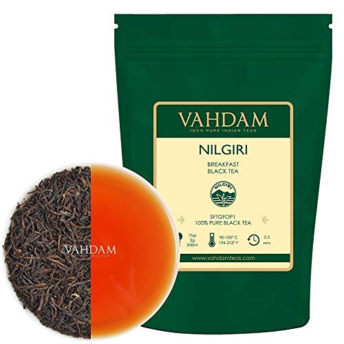 VAHDAM, té negro Nilgiri Breakfast (150+ Copas) | Hojas de té negro 100% PURO | Té inglés ROBUST & FLAVORY | Té negro hojas sueltas té | Kombucha Tea & Chai Latte | 340gr