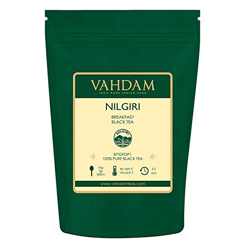 VAHDAM, té negro Nilgiri Breakfast (150+ Copas) | Hojas de té negro 100% PURO | Té inglés ROBUST & FLAVORY | Té negro hojas sueltas té | Kombucha Tea & Chai Latte | 340gr