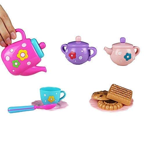 Vajilla Cafe Juguete Juego de Té Set de Café Cocina Alimentos Juguete con Accesorios Cocinita Picnic Juguete para Infantiles Niñas Niños 3 4 5 Años, 19 Piezas