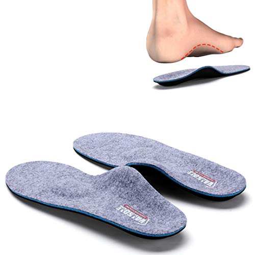 Valsole invierno cálido La plantilla ortopédica funcional médica suave del pastel del alto arco, pie plano de la inserción, fascitis plantar, dolor de pie (43-44 EU (280mm), gray-V107D)