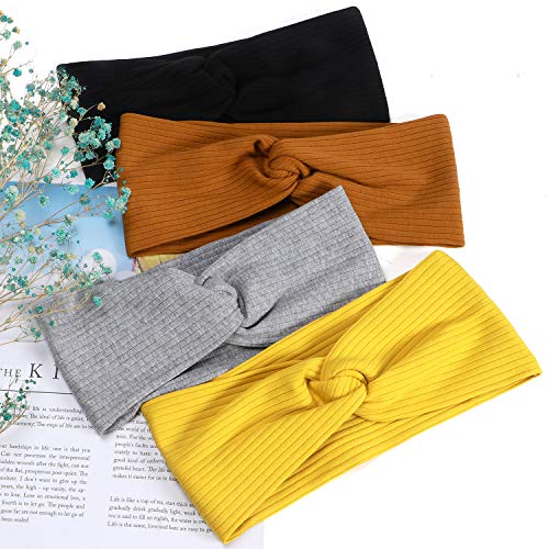 vamei Diademas para Mujeres Flor Criss Cross Anudado Elástico Banda para el Cabello Stretchy Head Wrap Twisted Accesorios para el Cabello Lindo cabeza Wraps (6pack flor) (C)