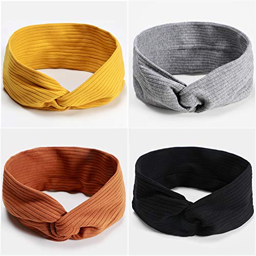 vamei Diademas para Mujeres Flor Criss Cross Anudado Elástico Banda para el Cabello Stretchy Head Wrap Twisted Accesorios para el Cabello Lindo cabeza Wraps (6pack flor) (C)