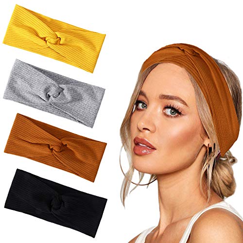 vamei Diademas para Mujeres Flor Criss Cross Anudado Elástico Banda para el Cabello Stretchy Head Wrap Twisted Accesorios para el Cabello Lindo cabeza Wraps (6pack flor) (C)