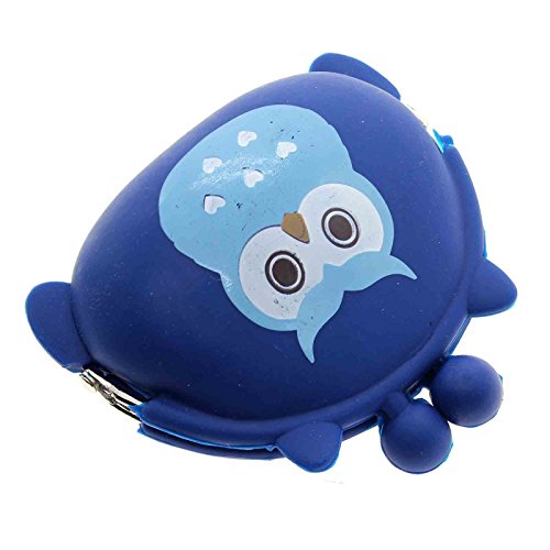 VANKER Portátil de Kawaii Owl Silicona Moneda del Caso en Forma de Cerrojo del Caramelo del Monedero de la Bolsa del Bolso (Color: Azul)