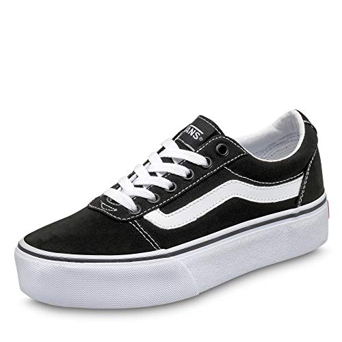 Vans Ward Platform Canvas Zapatillas Mujer, Negro (Canvas) Black/White 187), 37 EU (4.5 UK)