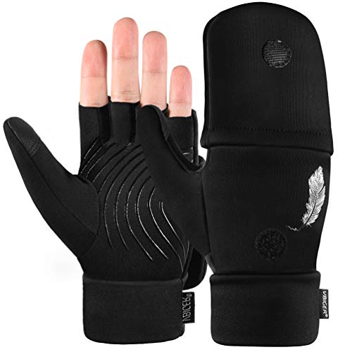 VBIGER Guantes de Invierno Guantes de Ciclismo Antideslizantes Guantes Deportivos Cubierta de Solapa de Manopla para Hombres y Mujeres, L