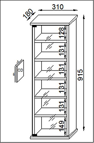 VCM Decala Mini Elevado de escaparate, Madera, Blanco, 91,5x31x18 cm