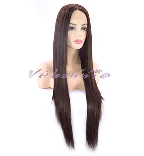 Vébonnie - Peluca con malla frontal natural negra con aspecto realista para mujer, pelo largo, ondulado, perfecto para diario y escuela, resistente al calor, 61 cm