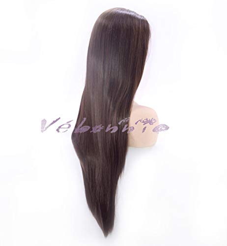 Vébonnie - Peluca con malla frontal natural negra con aspecto realista para mujer, pelo largo, ondulado, perfecto para diario y escuela, resistente al calor, 61 cm