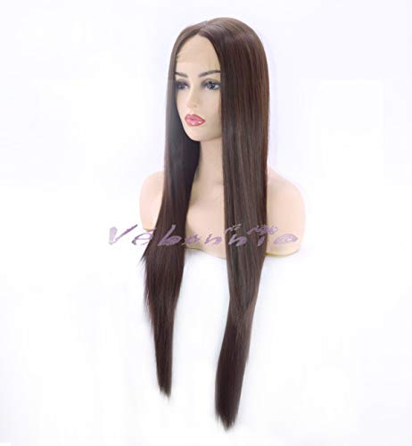 Vébonnie - Peluca con malla frontal natural negra con aspecto realista para mujer, pelo largo, ondulado, perfecto para diario y escuela, resistente al calor, 61 cm